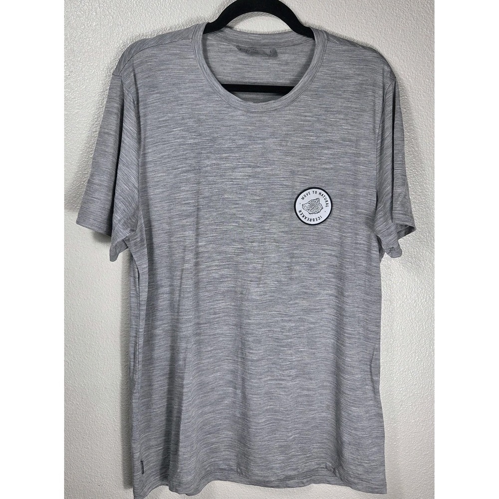 Icebreaker Tech Lite Merino Wool Bear Graphic T-Shirt Men's Large Gray Hiking